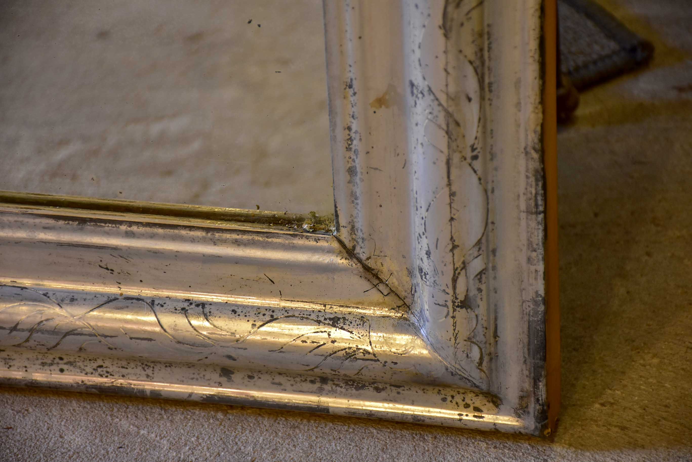 Large silver leaf Louis Philippe mirror
