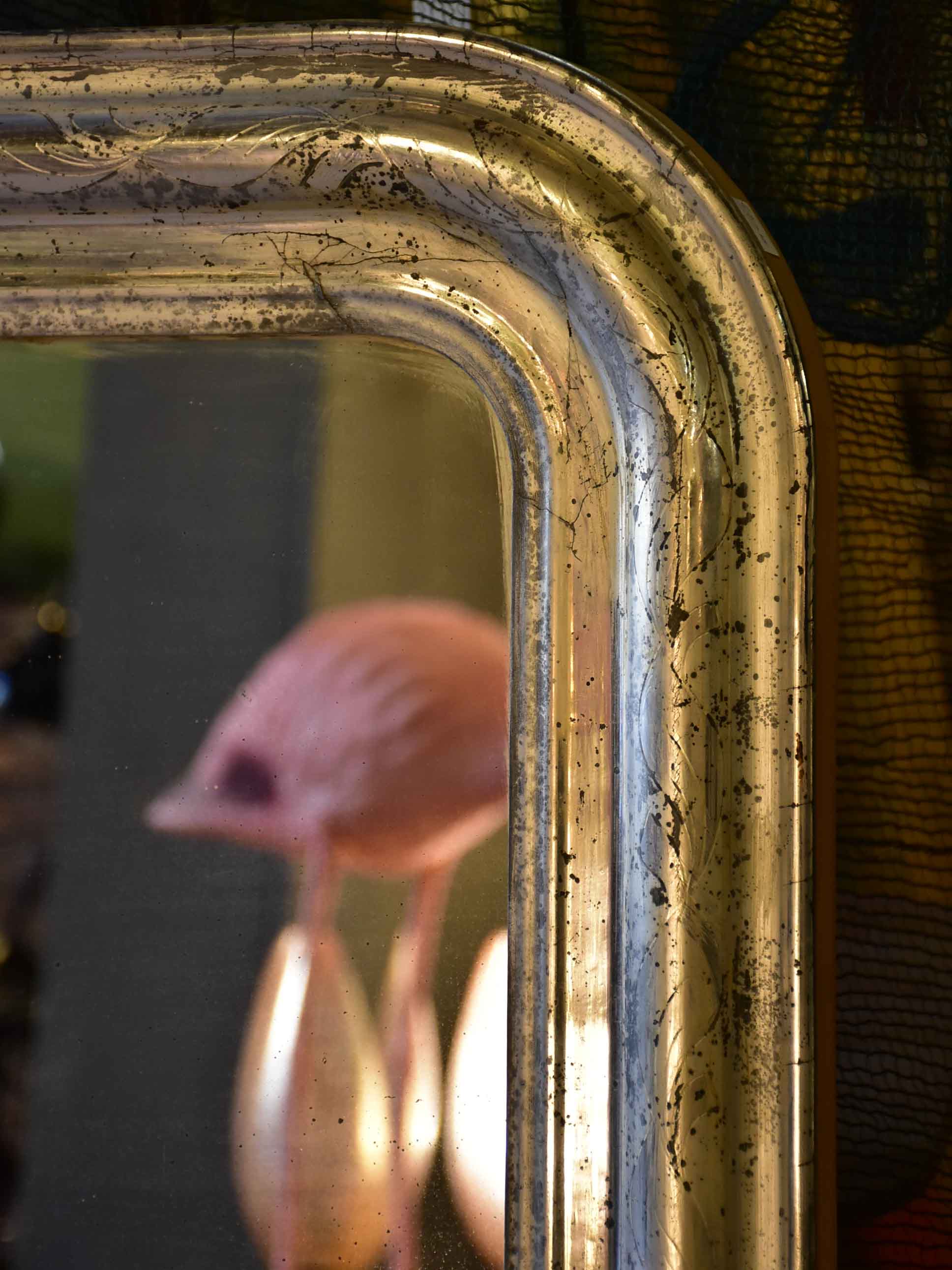 Large silver leaf Louis Philippe mirror