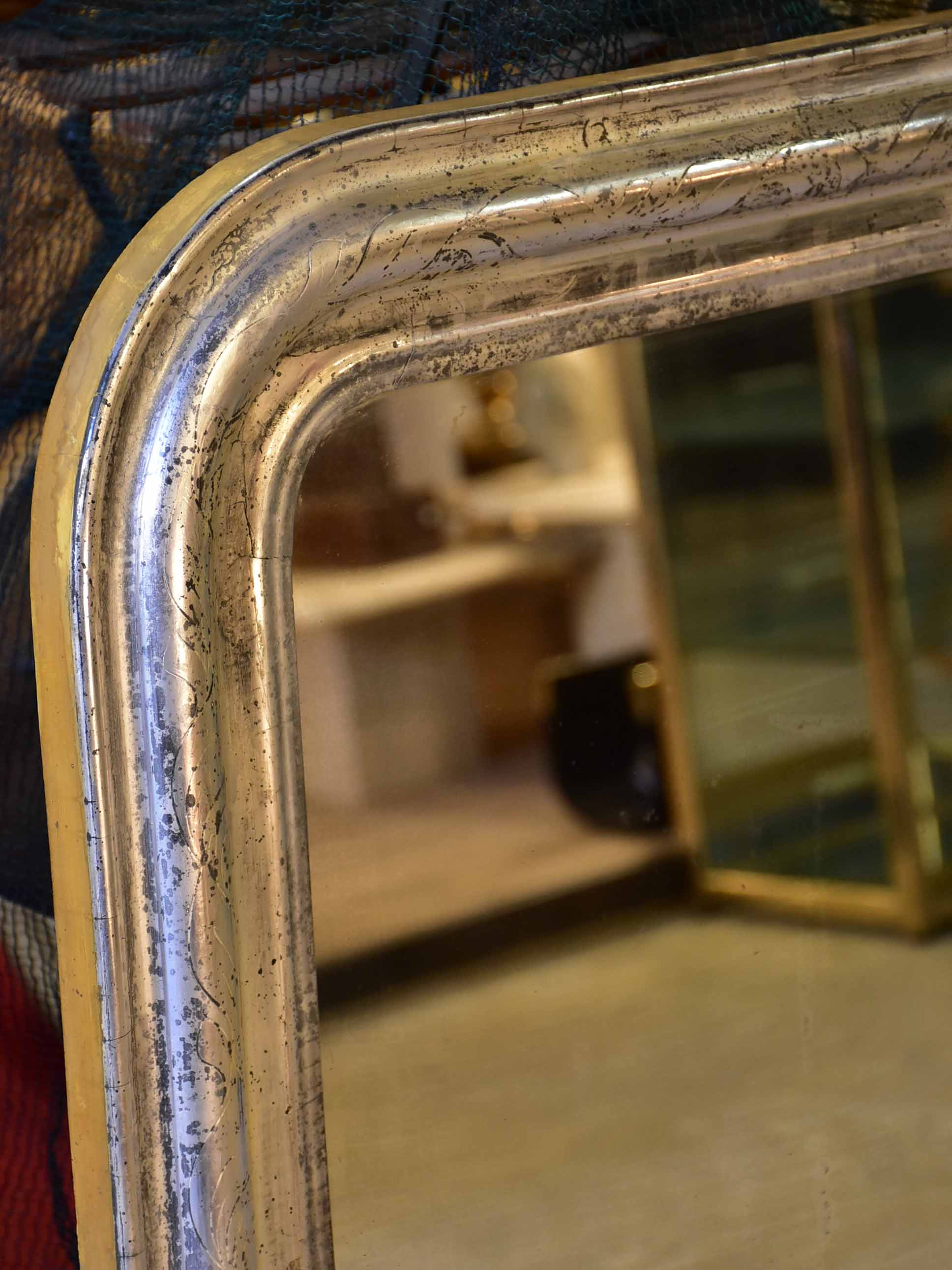 Large silver leaf Louis Philippe mirror