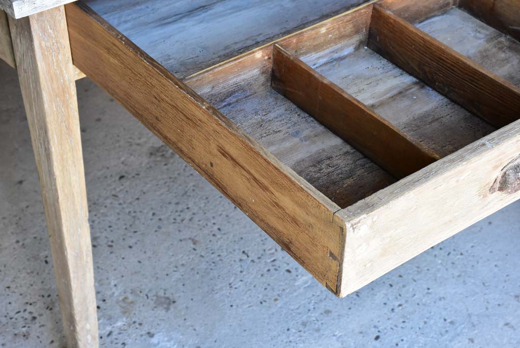 Early 20th Century French oak farmhouse table with two drawers and tapered legs 115¾" x 30¾"