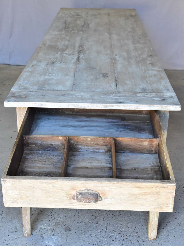 Early 20th Century French oak farmhouse table with two drawers and tapered legs 115¾" x 30¾"