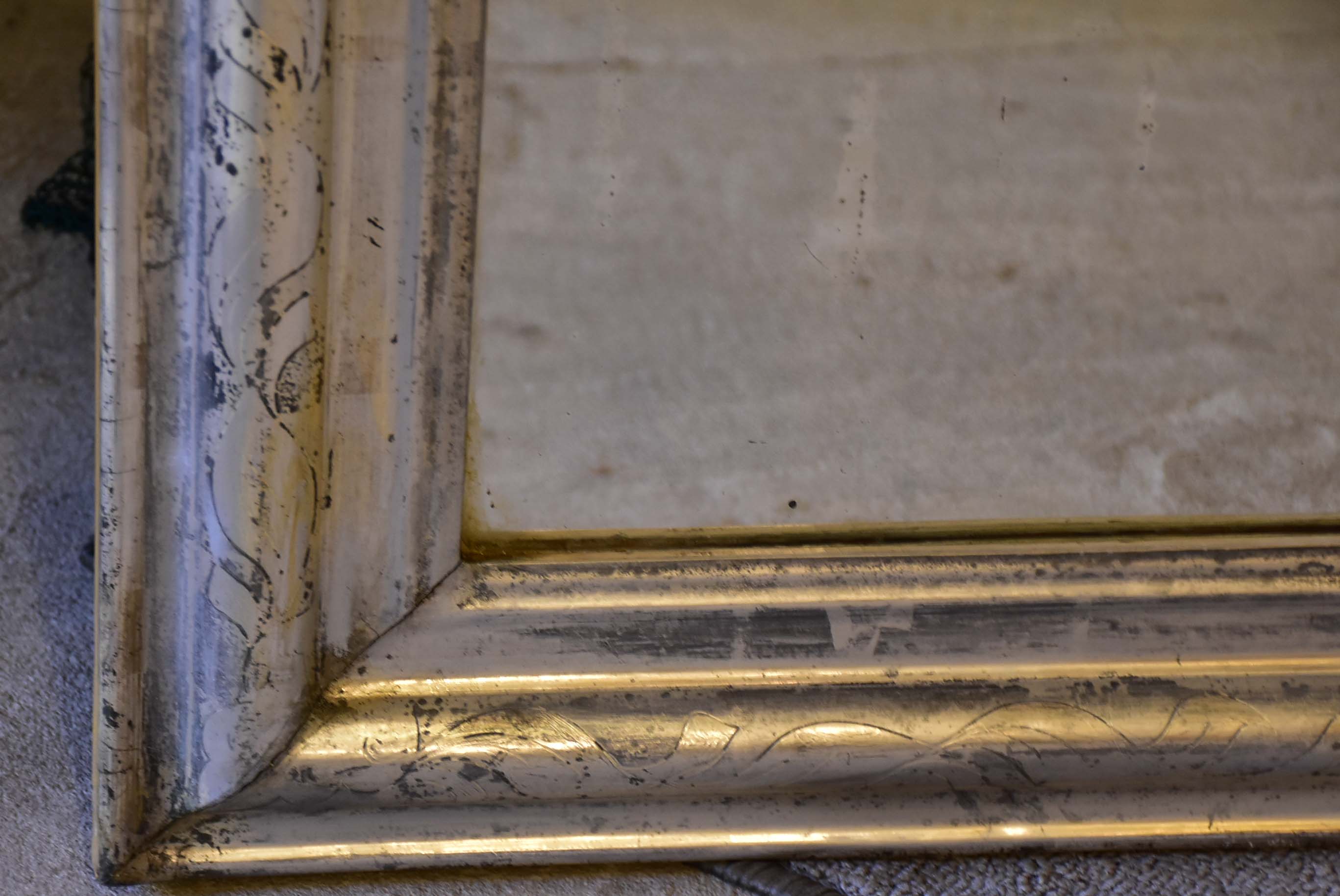 Large silver leaf Louis Philippe mirror