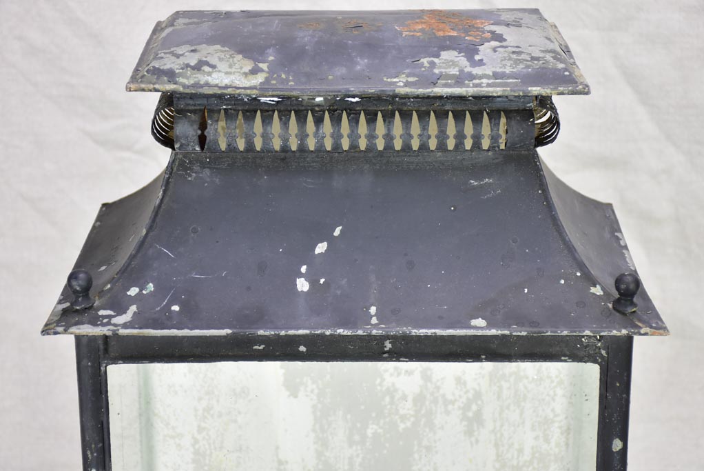 Broad 19th Century French wall sconce lantern with black patina 19¾"