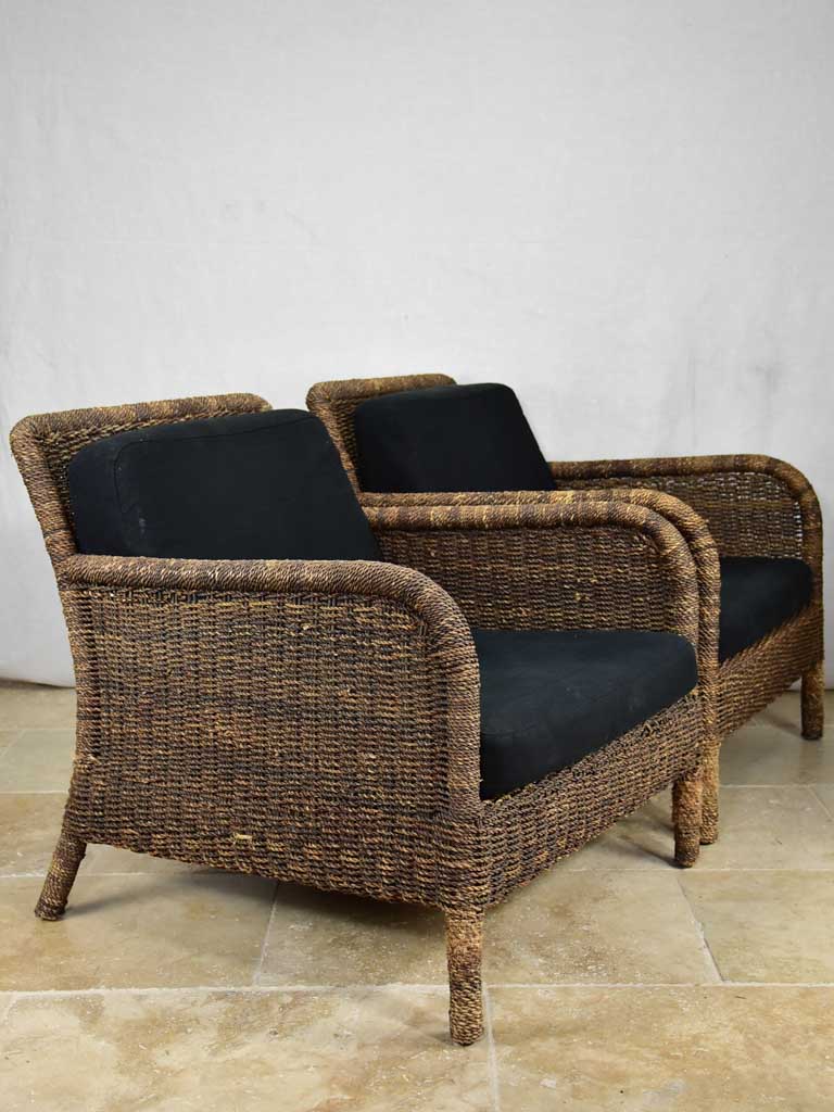 RESERVED SS Pair of vintage woven cord armchairs