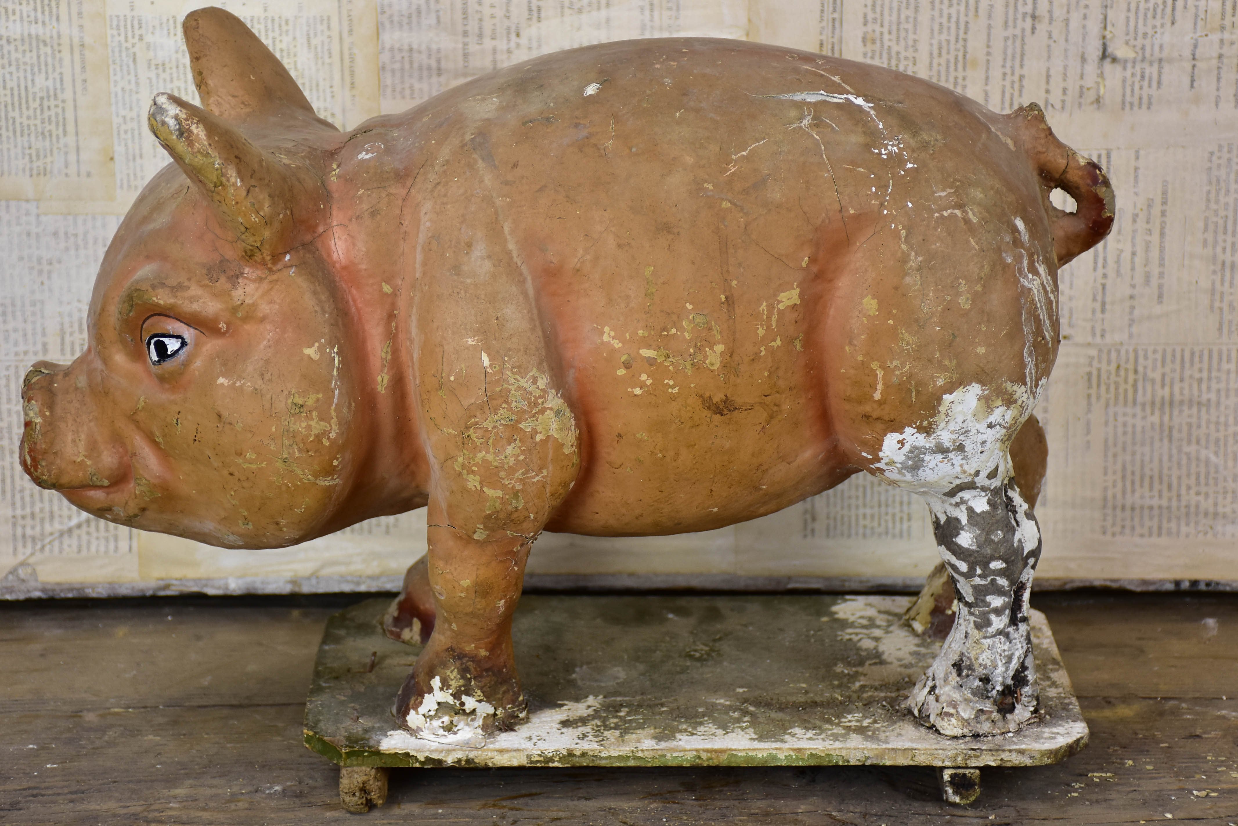 Antique French paper mache pig from a French charcuterie