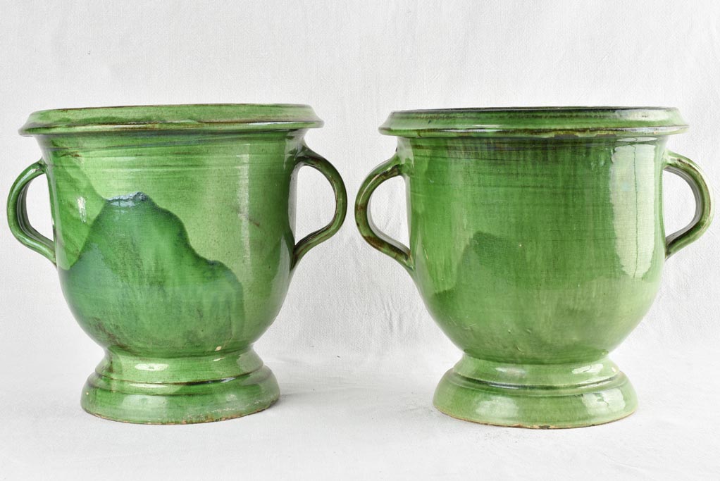 GREEN PAIR OF CASTELNAUDARY PLANTERS 13½"