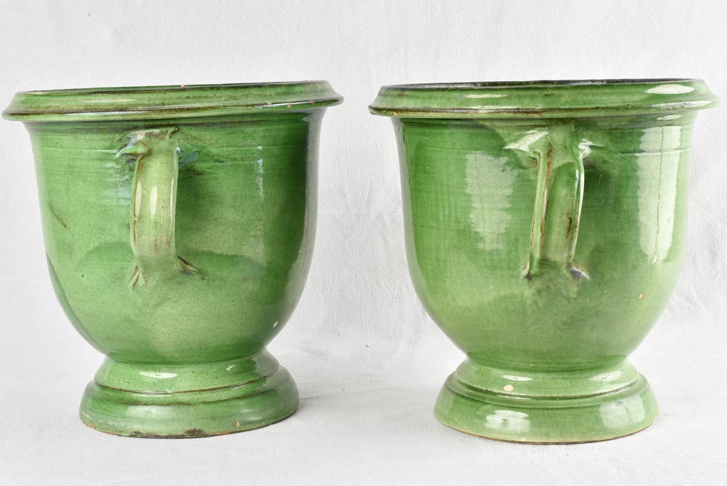 GREEN PAIR OF CASTELNAUDARY PLANTERS 13½"