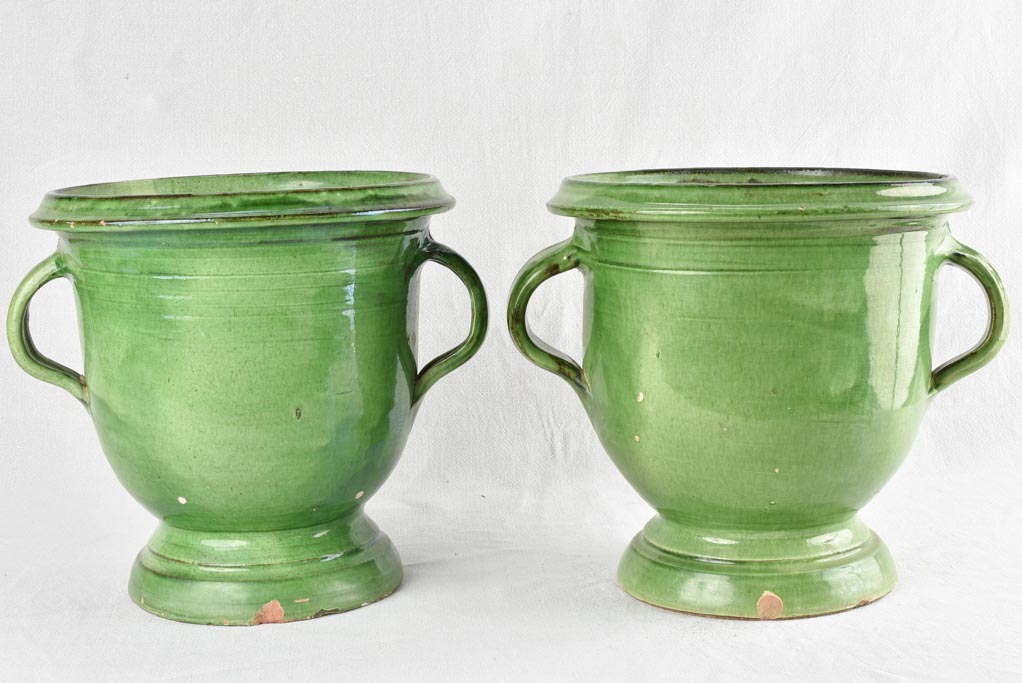 GREEN PAIR OF CASTELNAUDARY PLANTERS 13½"