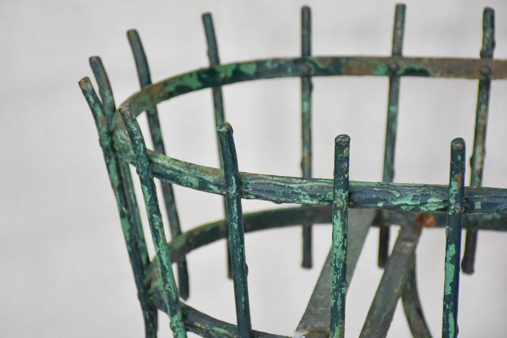 Antique French plant stand with green patina - wrought iron branches and vine 33¾"