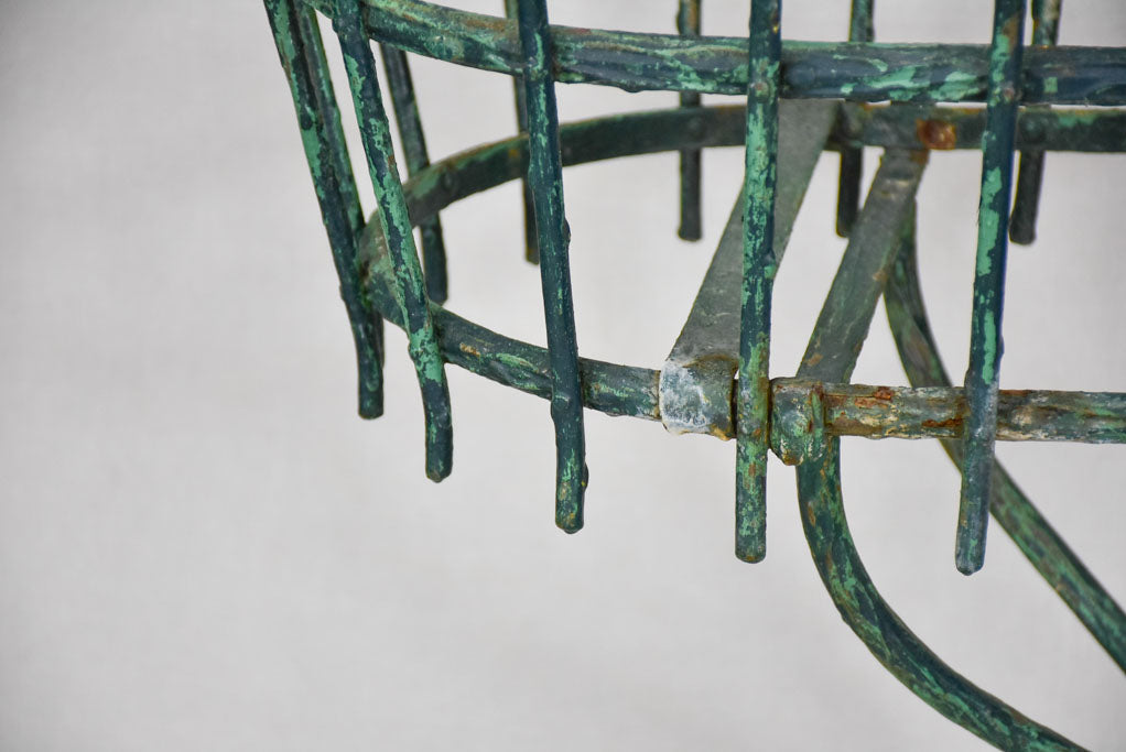 Antique French plant stand with green patina - wrought iron branches and vine 33¾"