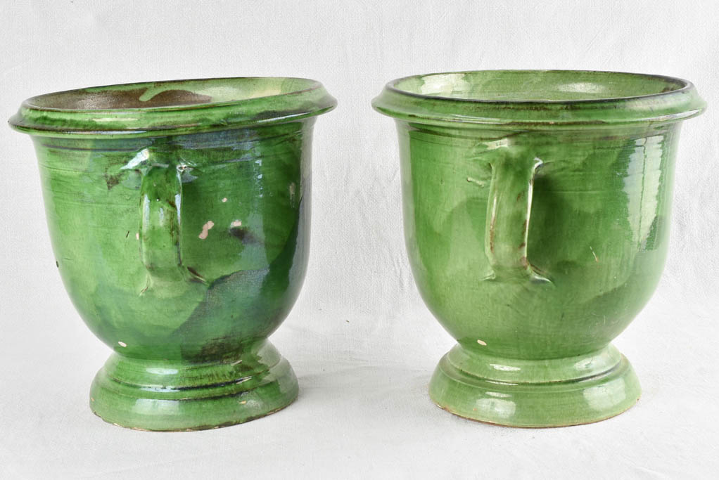 GREEN PAIR OF CASTELNAUDARY PLANTERS 13½"