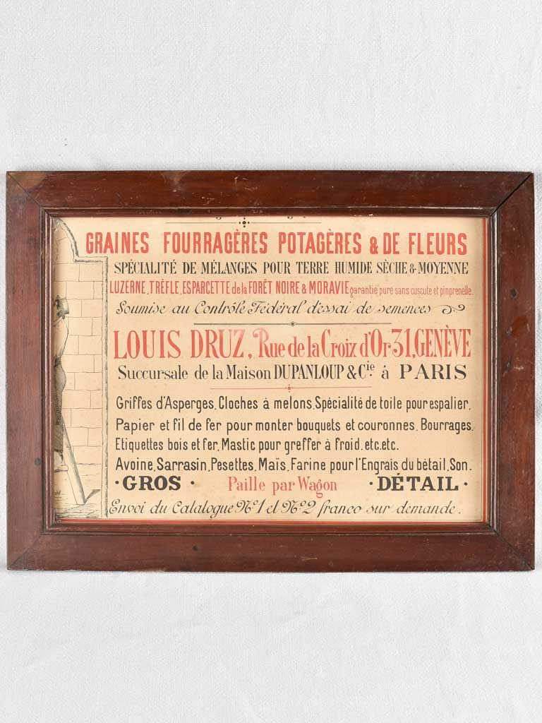 Rustic French Walnut Wood Advertising Sign