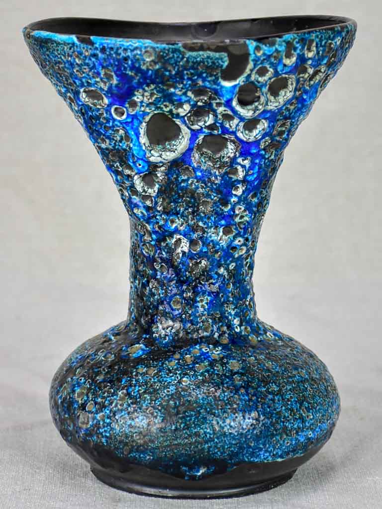Modern vase - blue, black and white bubbles 8¼"