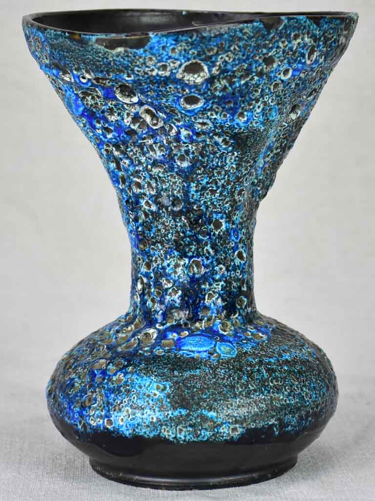 Modern vase - blue, black and white bubbles 8¼"