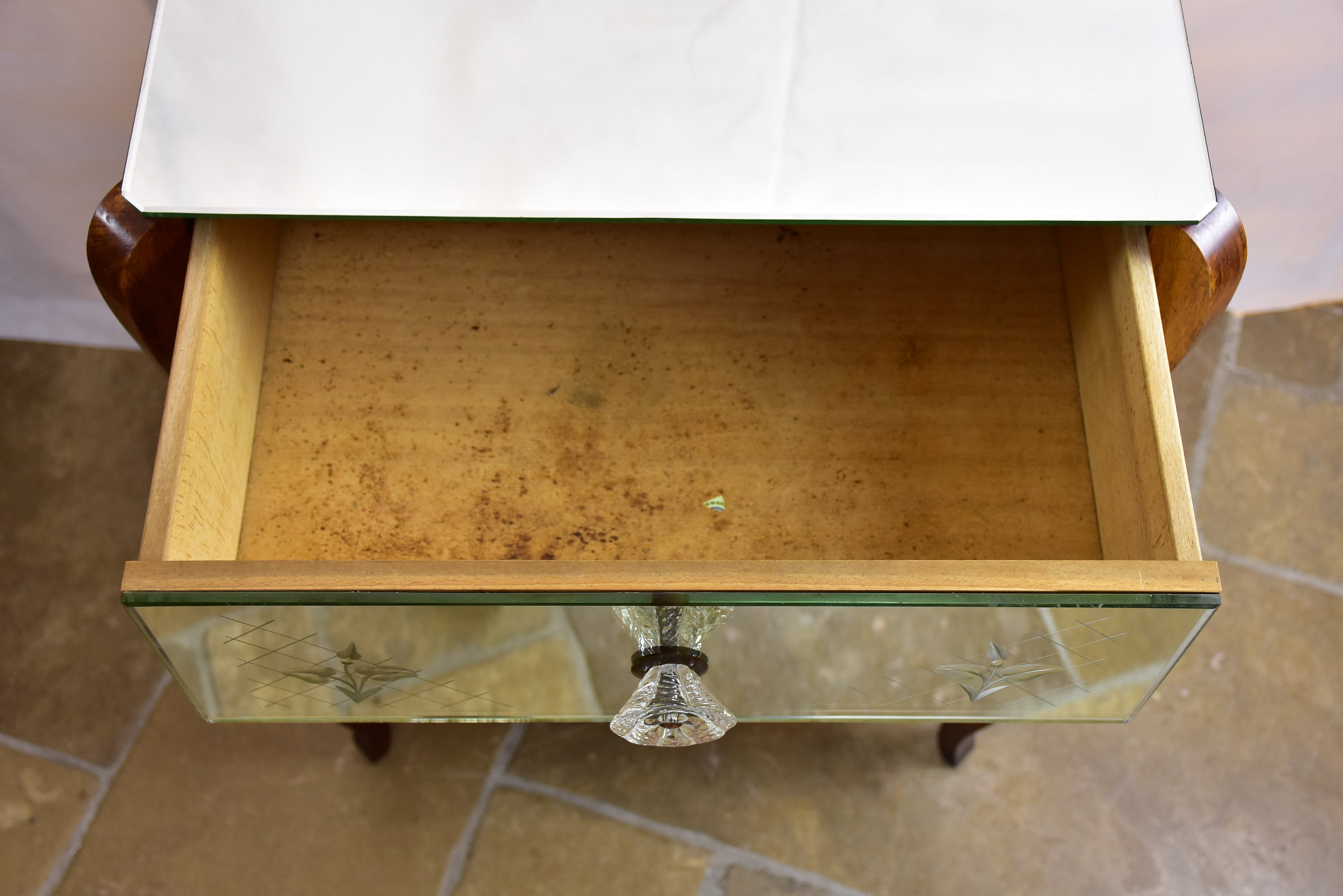 Small vintage mirrored commode