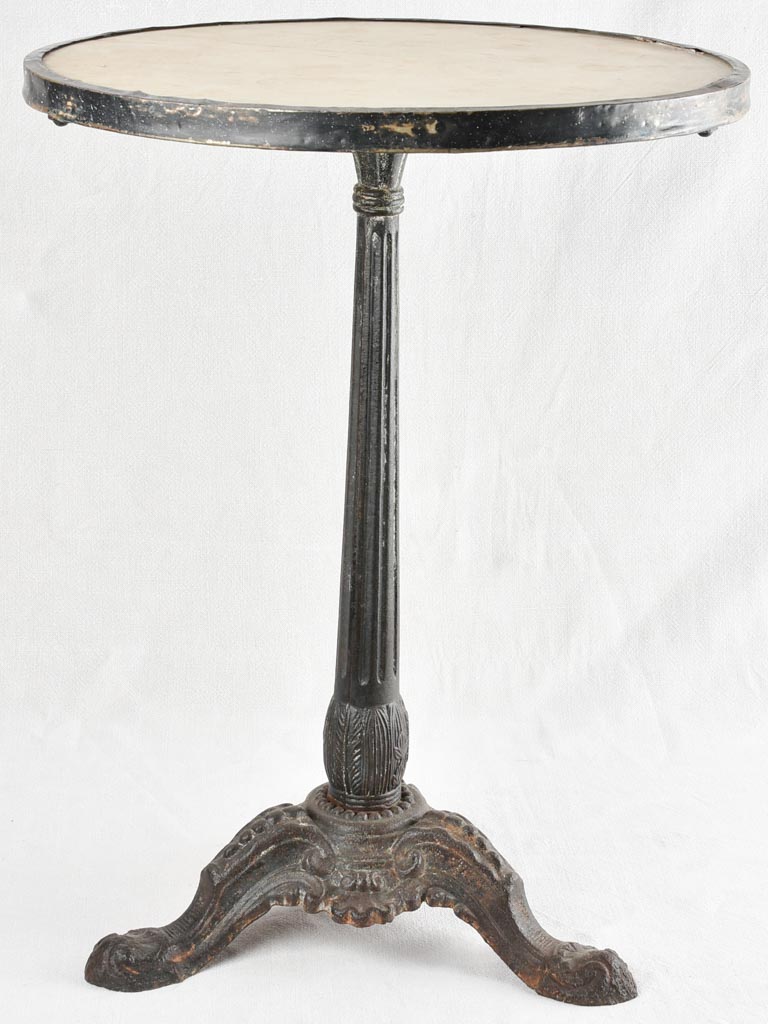 Antique French bistro table with marble top