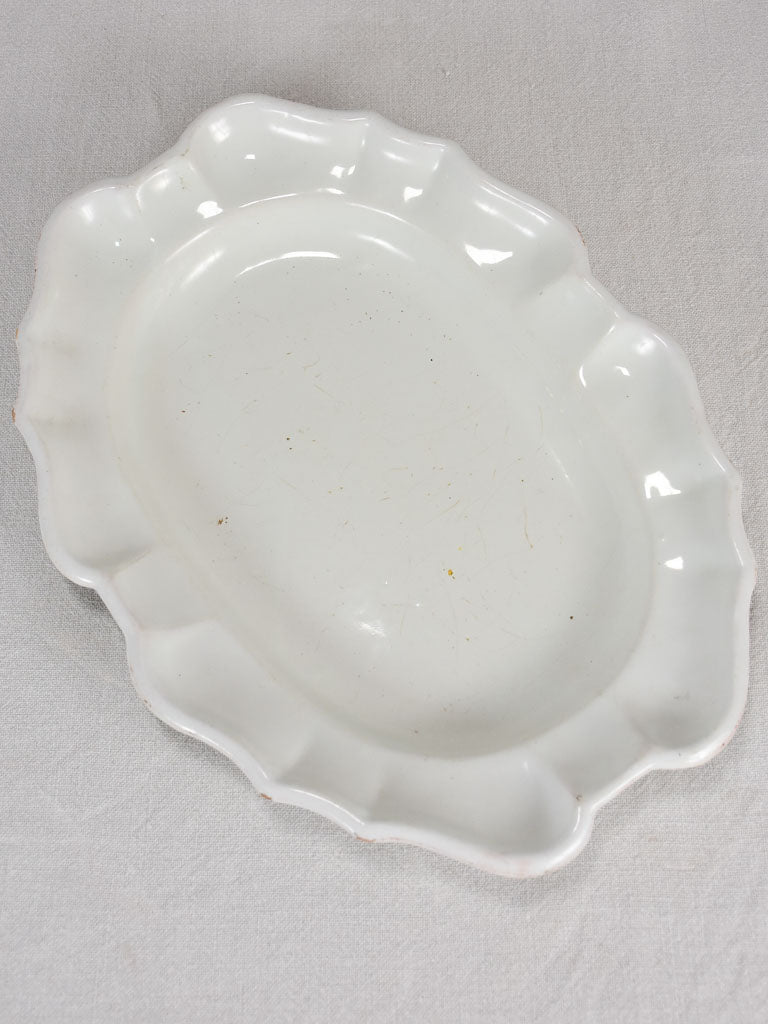 Moustiers ironstone platter with rippled edge 11¾" x 16½"