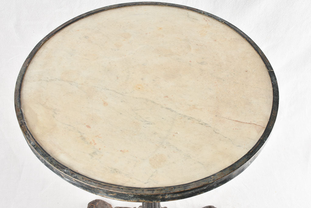 Antique French bistro table with marble top