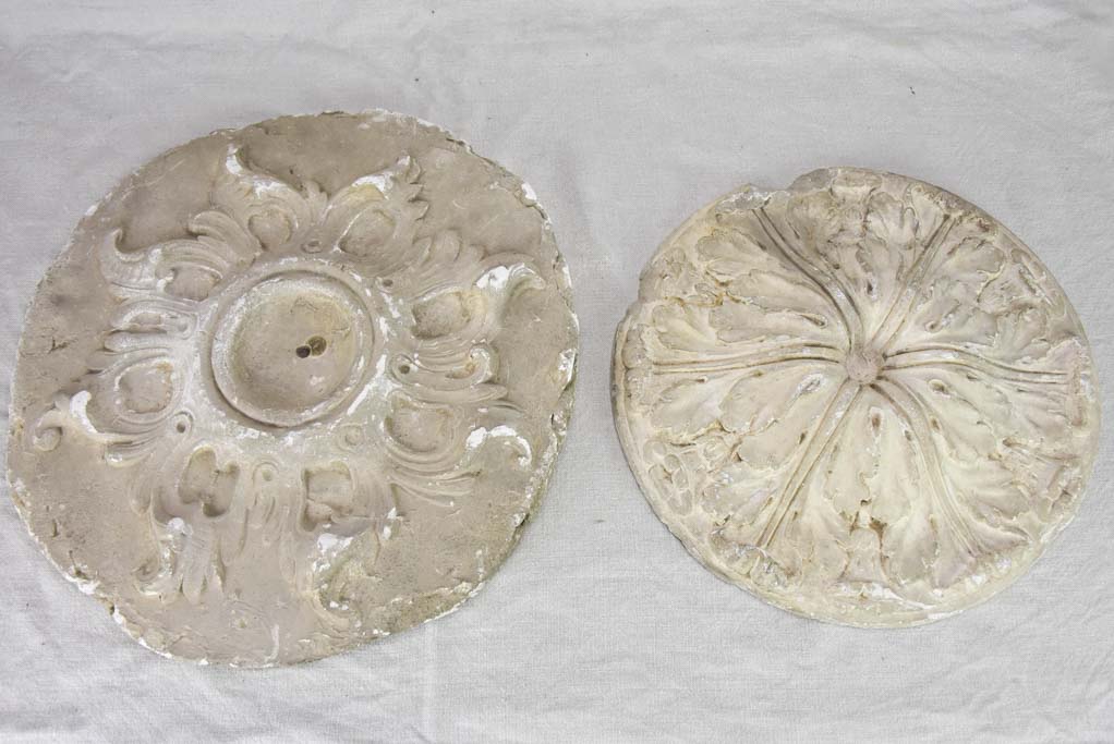 Two salvaged antique French plaster molds - round 18"