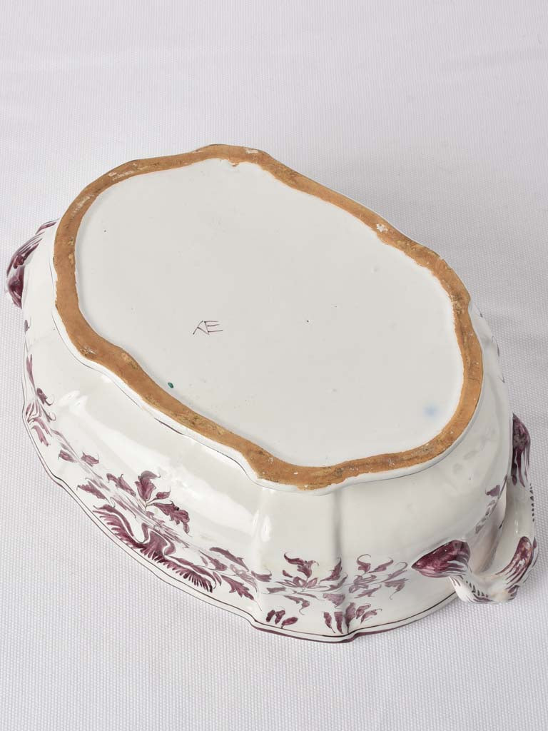 Artichoke Handled Long Ceramic Tureen