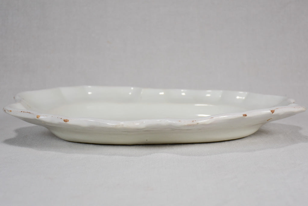 Moustiers ironstone platter with rippled edge 11¾" x 16½"