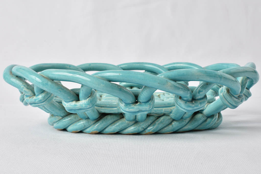 Vintage ceramic fruit bowl turquoise 14½"