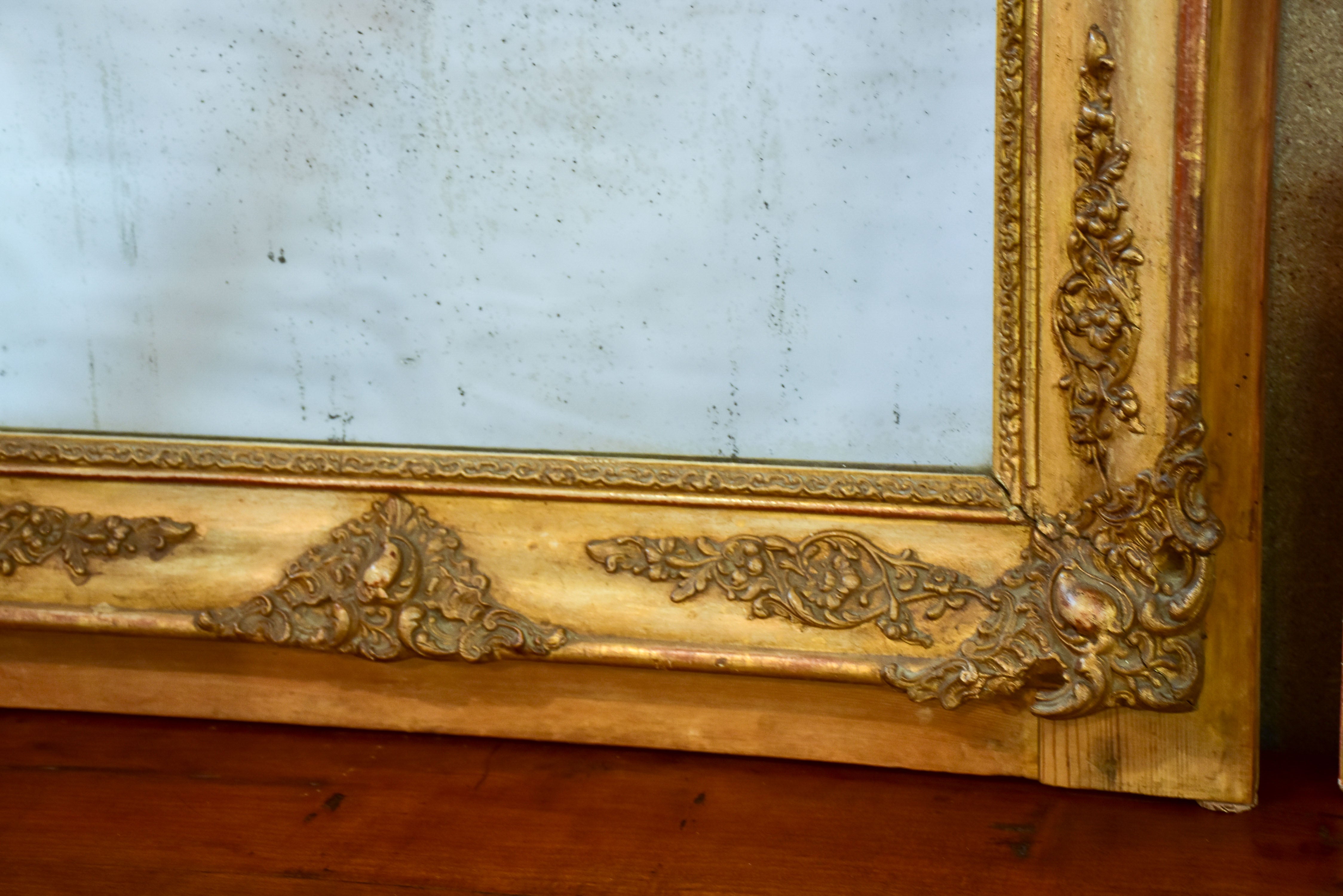 Antique French Louis XVI mirror with gilded frame 27 ½'' x 35”