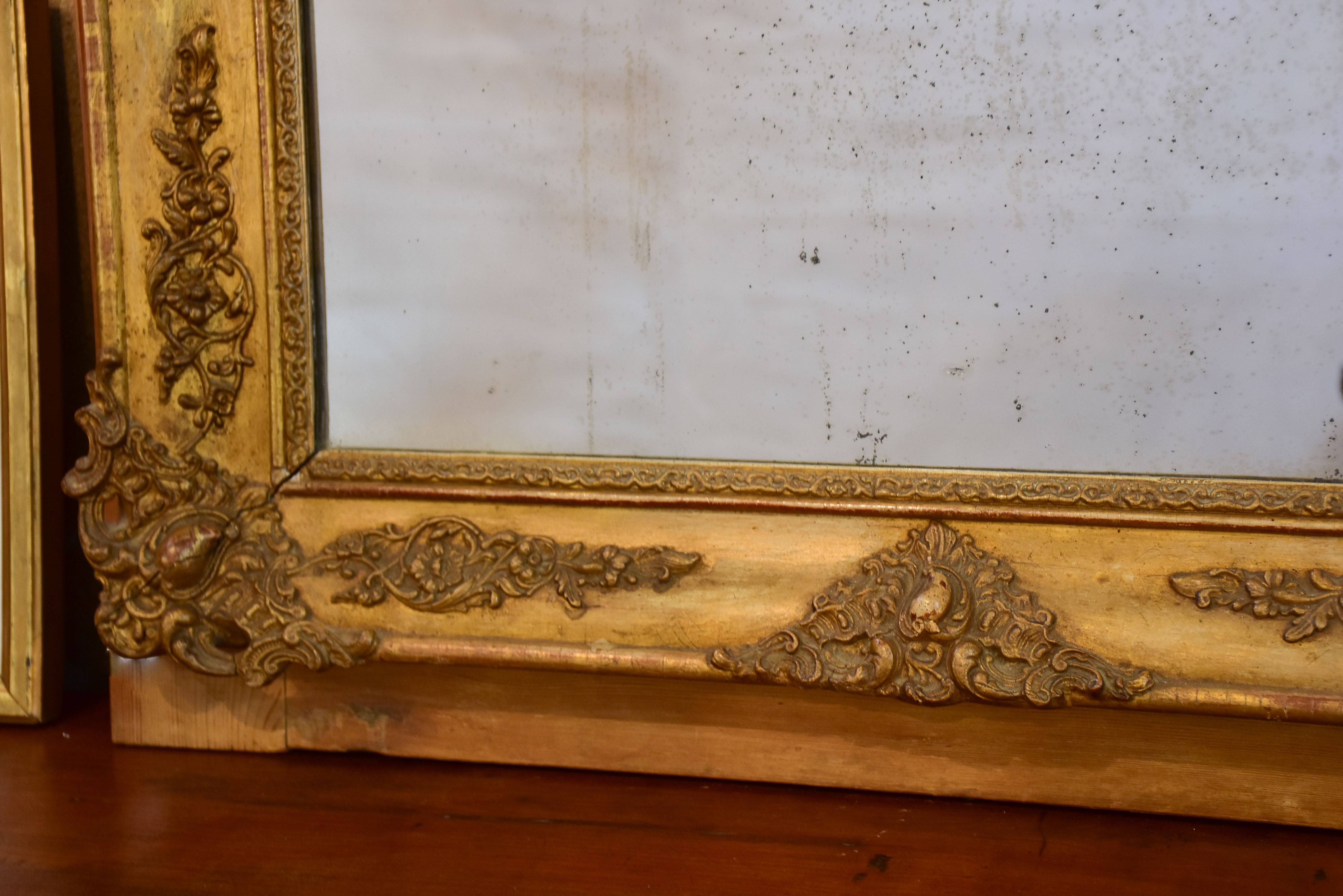 Antique French Louis XVI mirror with gilded frame 27 ½'' x 35”