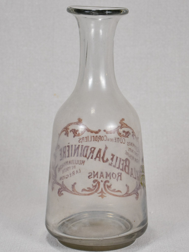 Glass carafe Côte des Cordeliers 9¾"1900s
