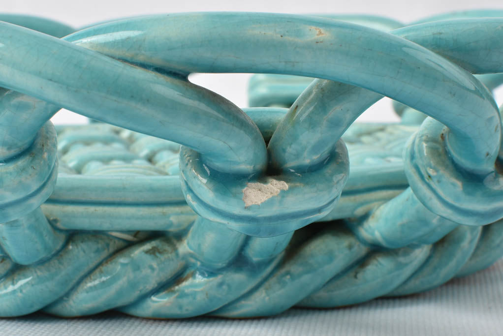 Vintage ceramic fruit bowl turquoise 14½"