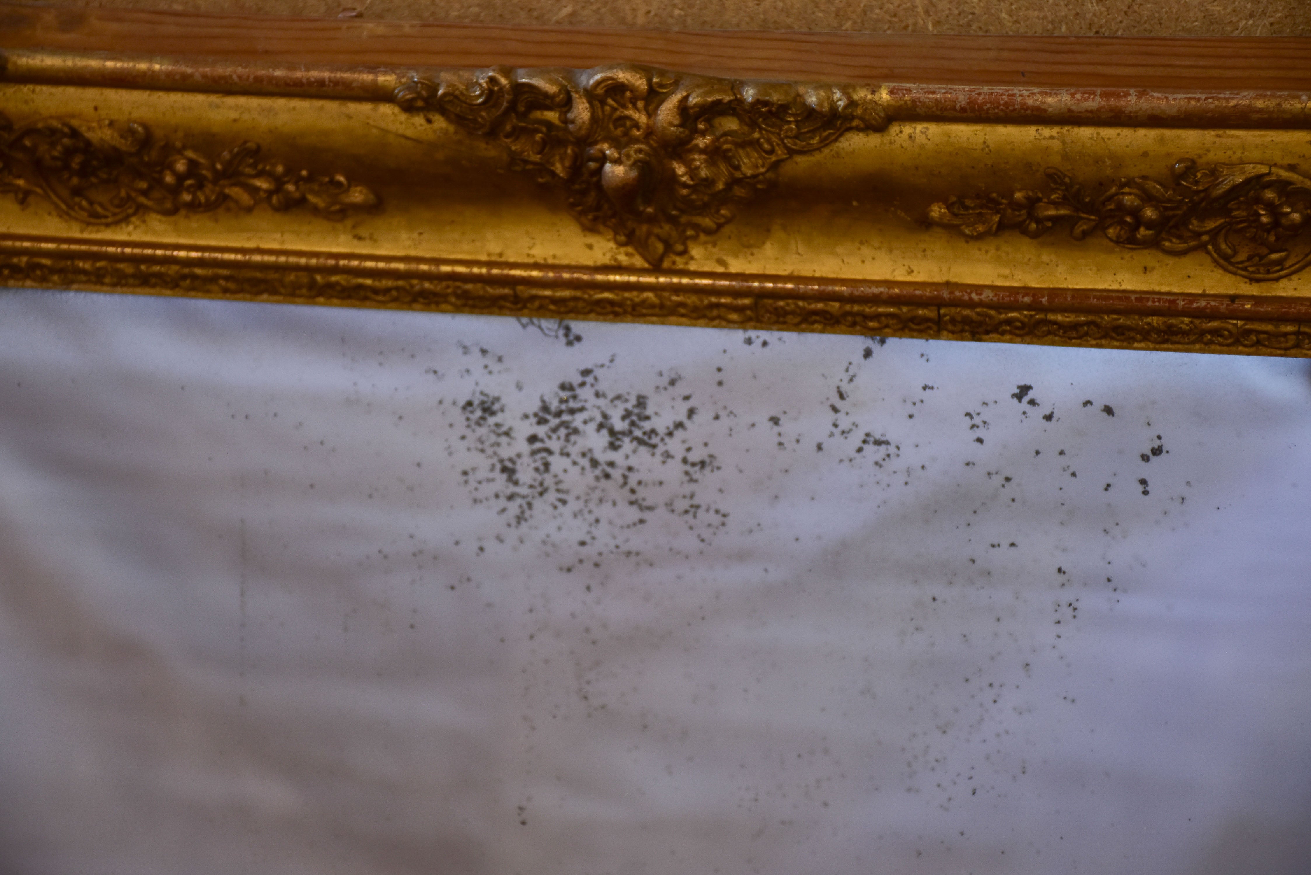 Antique French Louis XVI mirror with gilded frame 27 ½'' x 35”