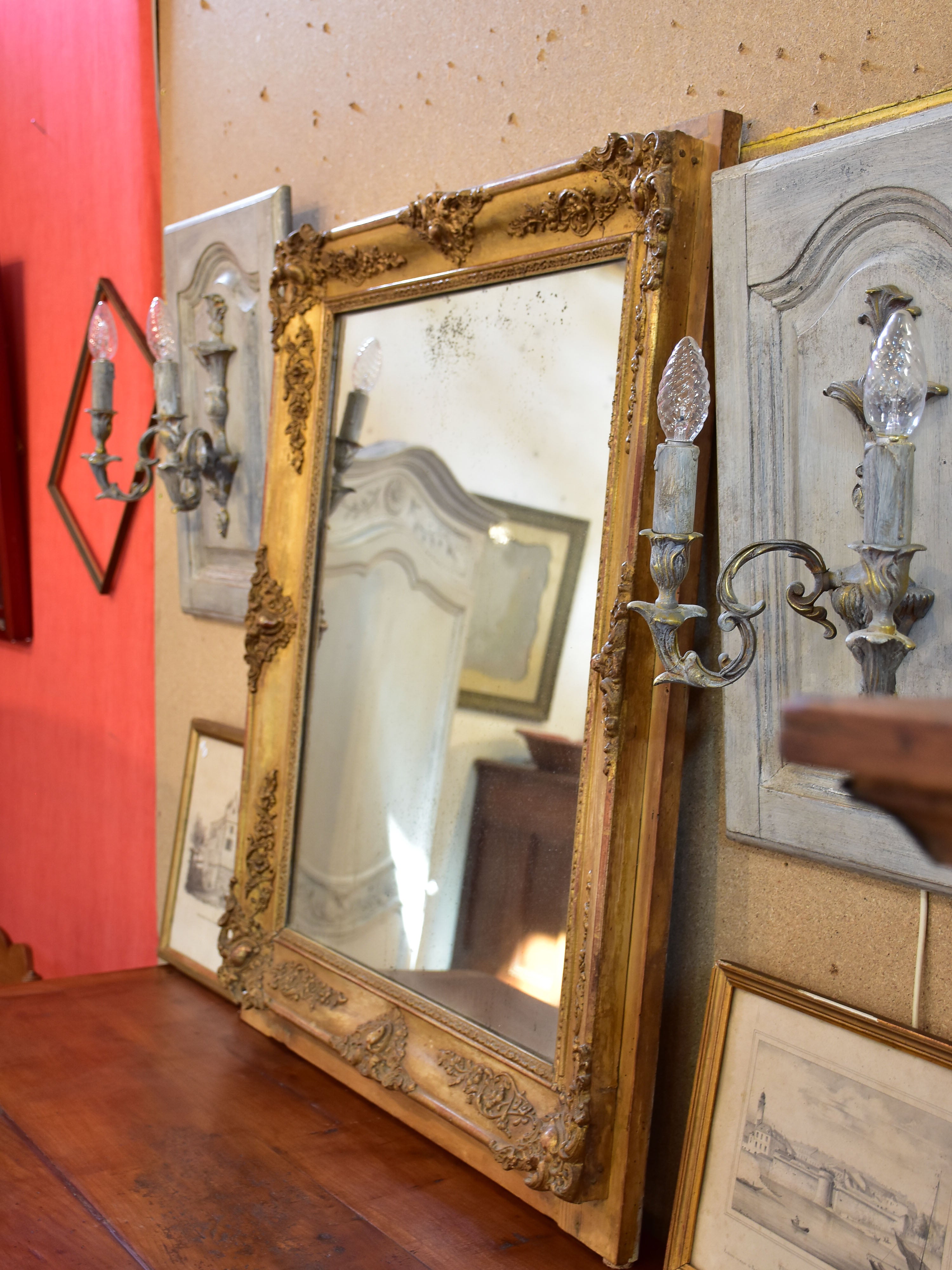Antique French Louis XVI mirror with gilded frame 27 ½'' x 35”