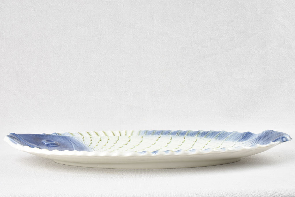 Blue & white fish service 1950s - Sarreguemines