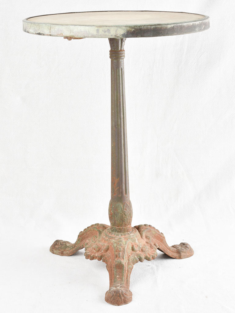 Antique bistro table with marble top & cast iron base