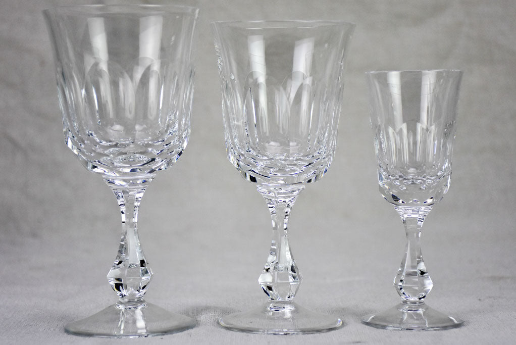 Rare set of thirty 1950s French crystal Baccarat wine and liqueur glasses