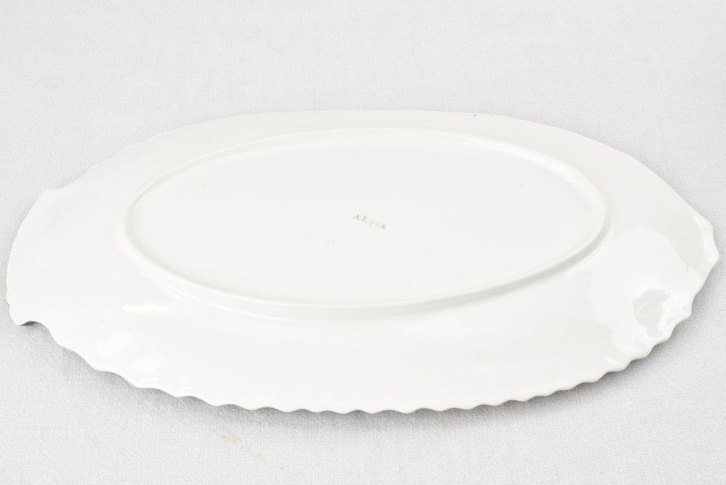 Blue & white fish service 1950s - Sarreguemines