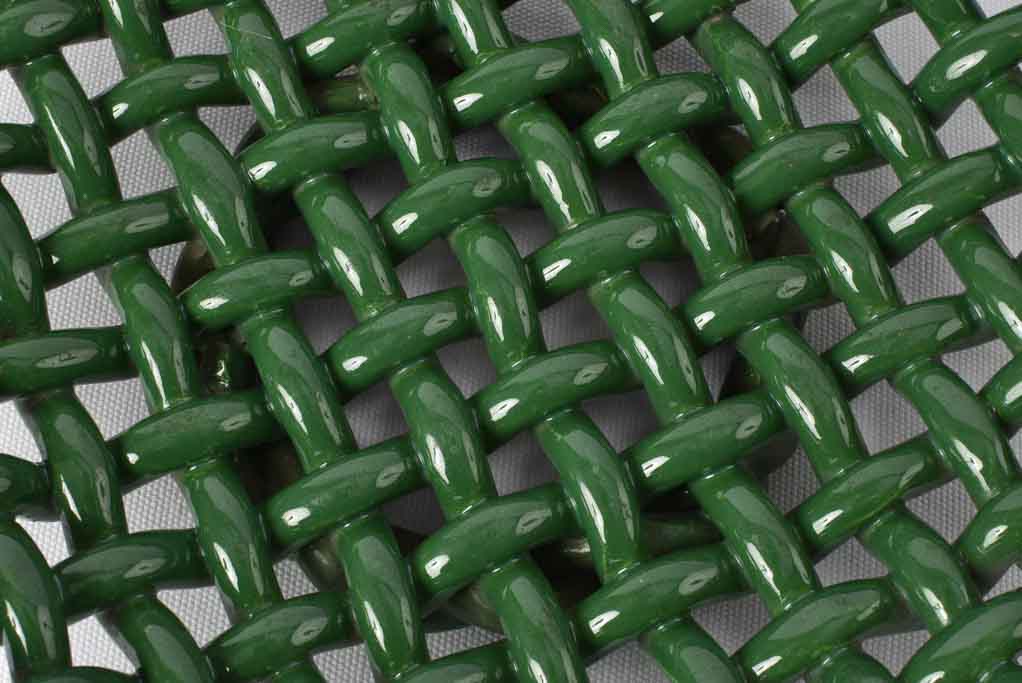Large ceramic woven bowl - dark green glaze 15"