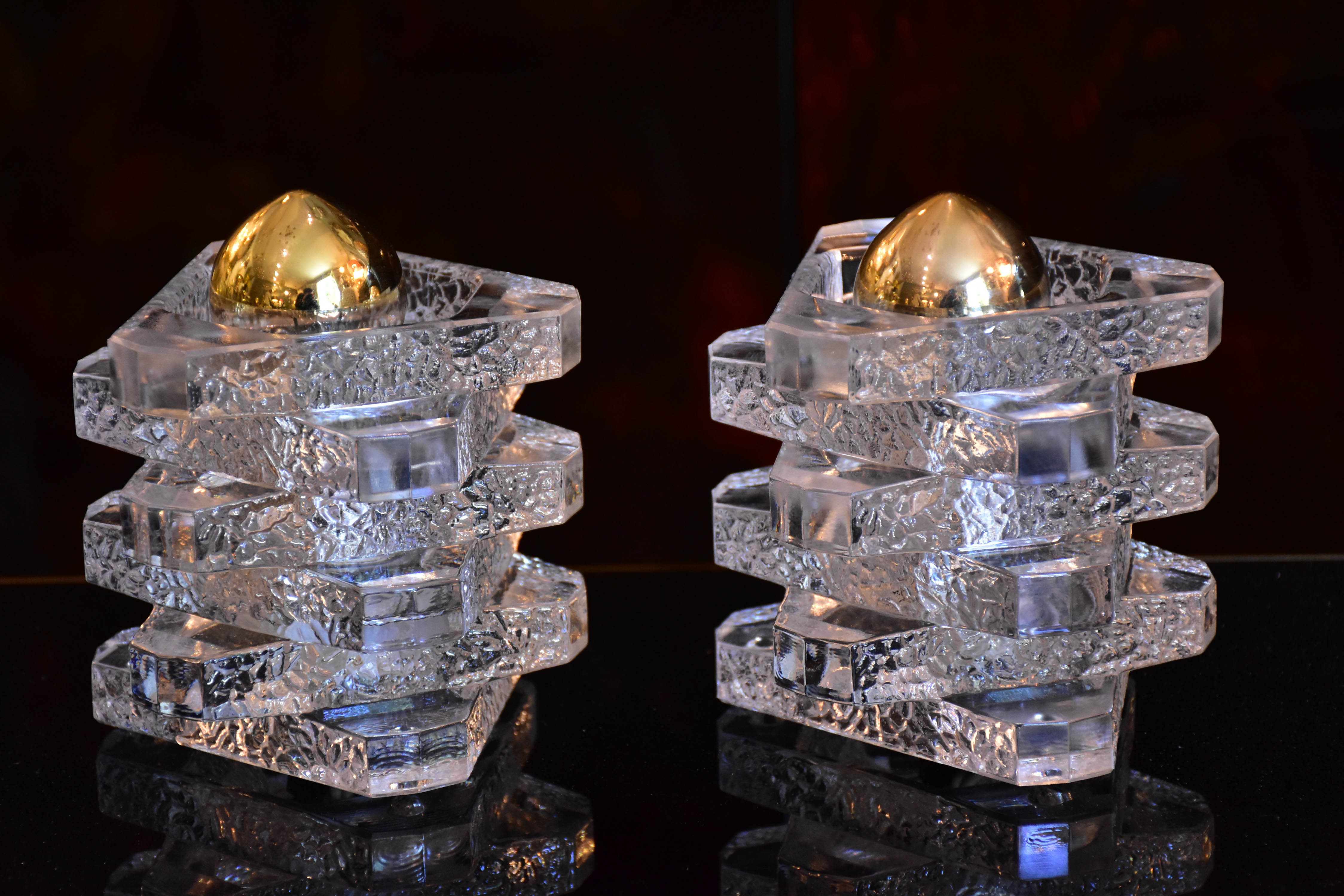 Pair of mid-century modern Italian glass lamps