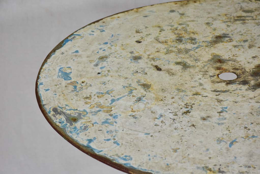 Vintage French garden table with light blue patina