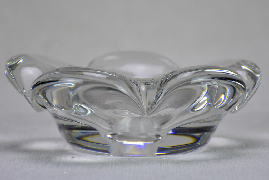 Mid century French Daume glass ashtray 6" flower