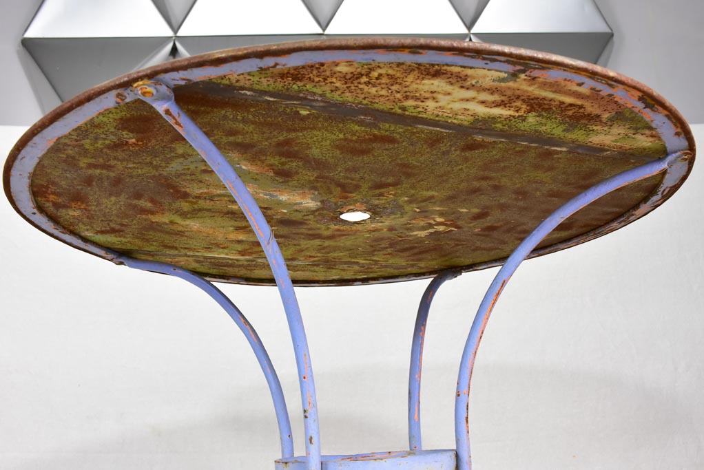 Vintage French garden table with light blue patina