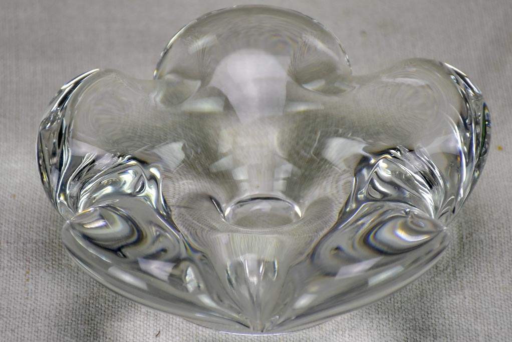 Mid century French Daume glass ashtray 6" flower