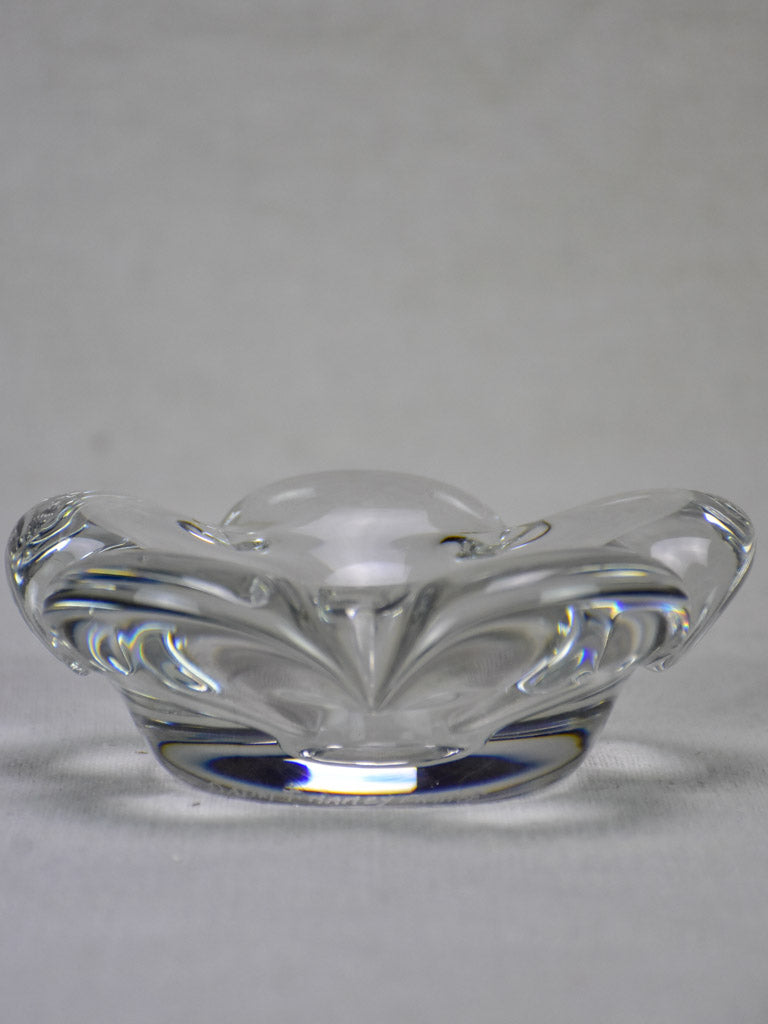 Mid century French Daume glass ashtray 6" flower
