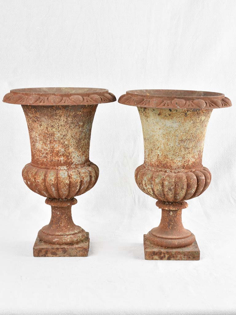 PAIR OF CAST IRON MEDICI PLANTERS - 19TH CENTURY 17"