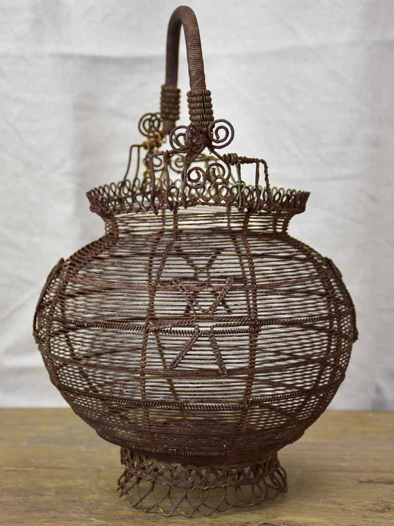 Antique French wire egg basket