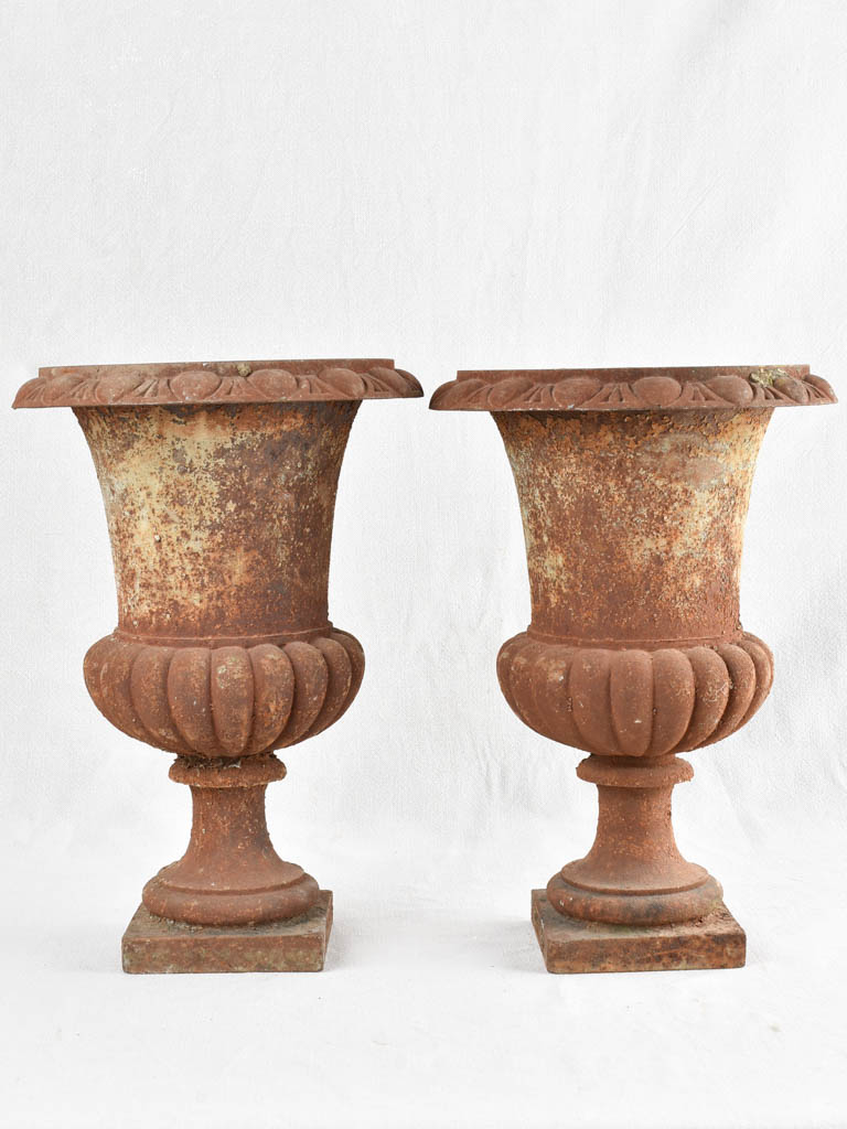 PAIR OF CAST IRON MEDICI PLANTERS - 19TH CENTURY 17"
