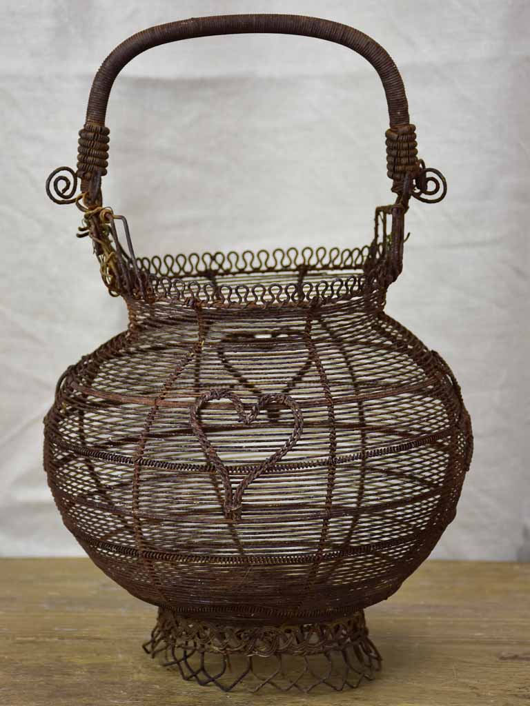 Antique French wire egg basket