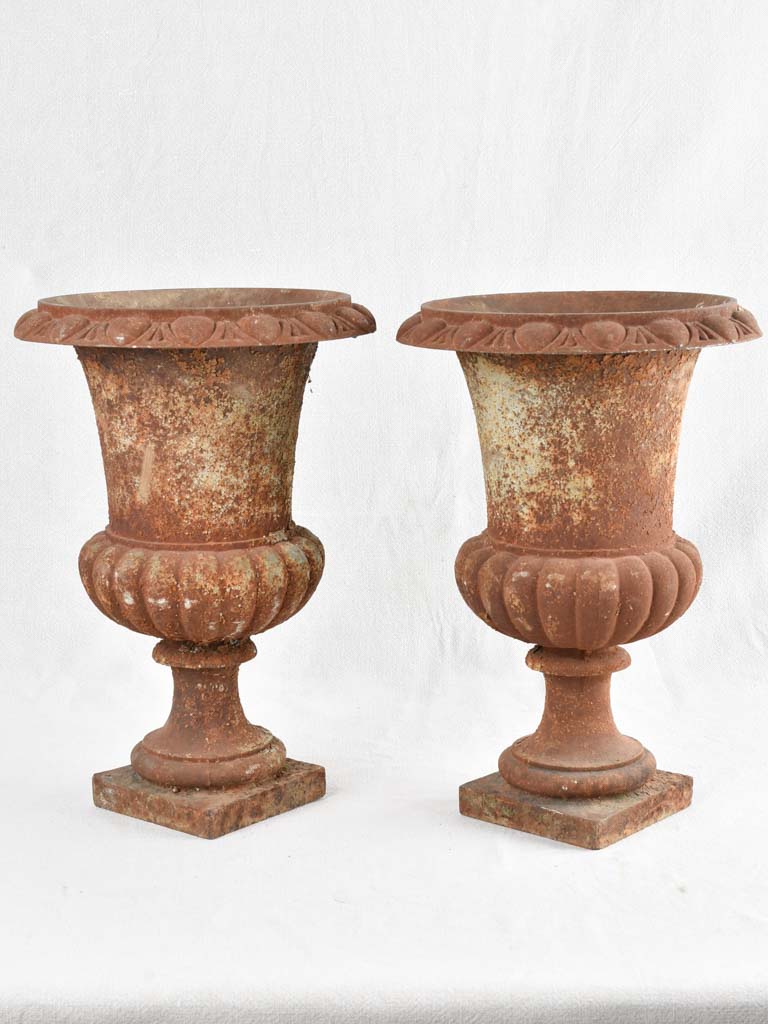 PAIR OF CAST IRON MEDICI PLANTERS - 19TH CENTURY 17"