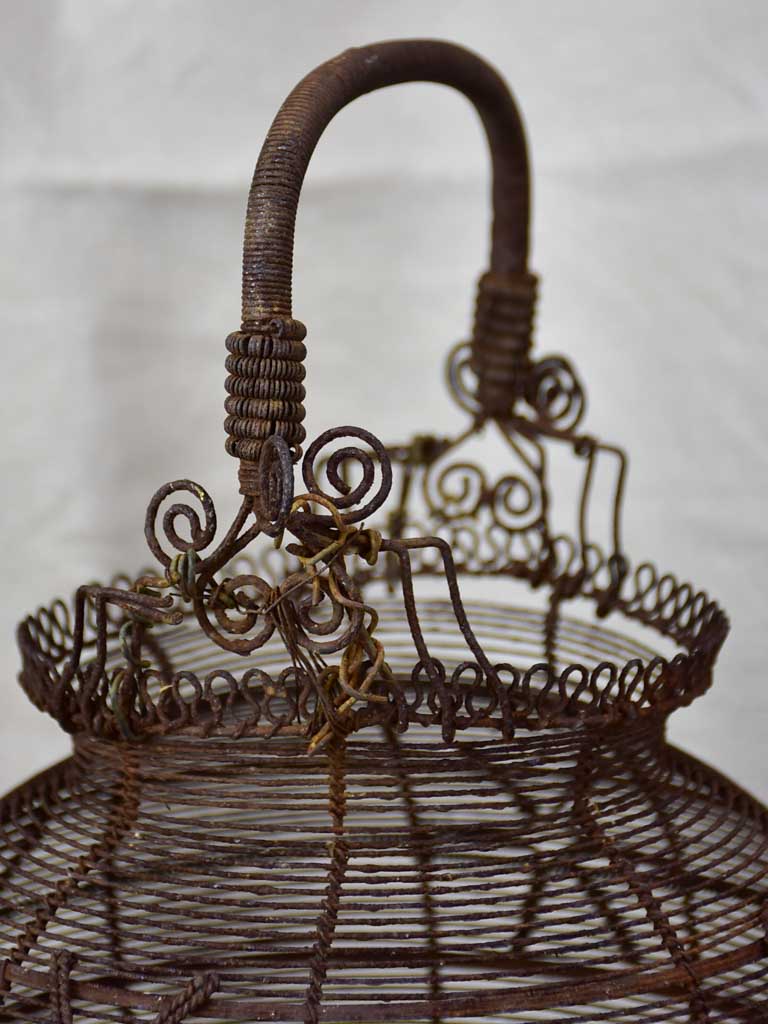 Antique French wire egg basket