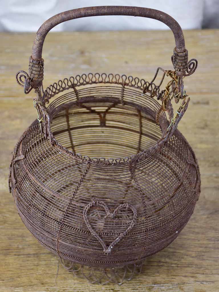 Antique French wire egg basket